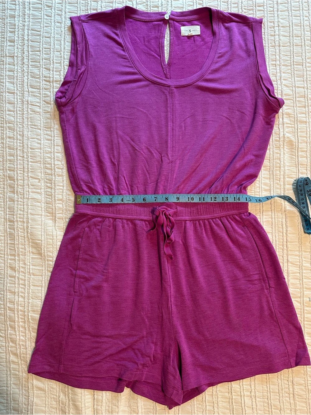LOFT Lou & Grey Drawstring Fuchsia Romper with Pockets M So Soft & Comfy! - Picture 5 of 11